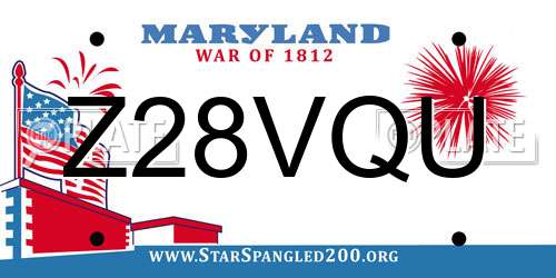 Z28VQU Maryland License Plate