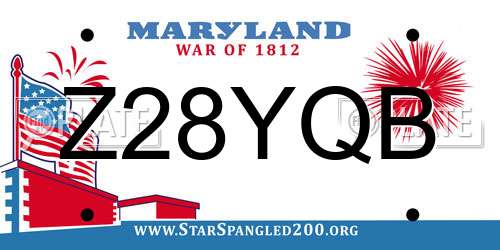 Z28YQB Maryland License Plate