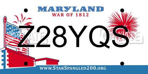 Z28YQS Maryland License Plate