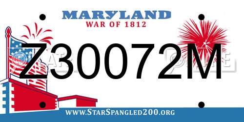 Z30072M Maryland License Plate