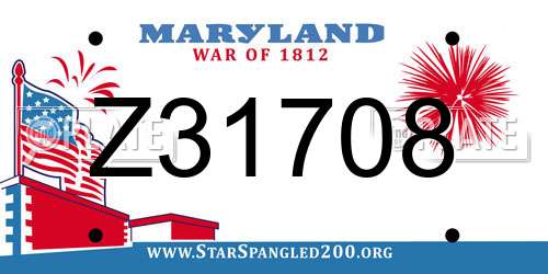 Z31708 Maryland License Plate