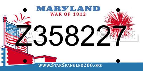 Z358227 Maryland License Plate