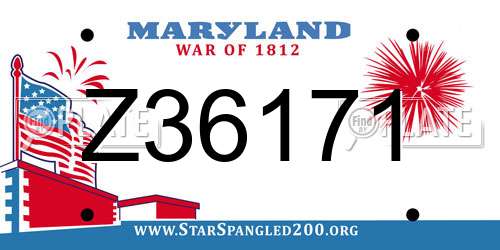 Z36171 Maryland License Plate