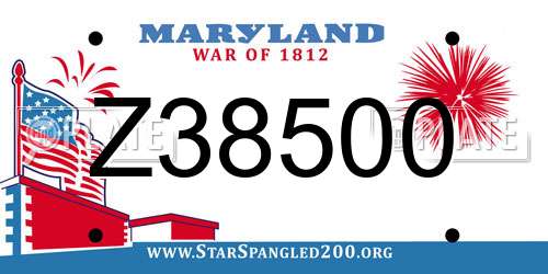 Z38500 Maryland License Plate
