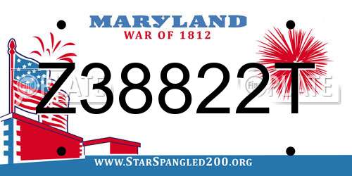 Z38822T Maryland License Plate