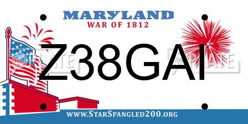 Z38GAI Maryland License Plate