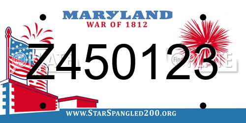 Z450123 Maryland License Plate