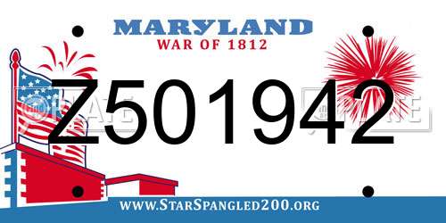 Z501942 Maryland License Plate