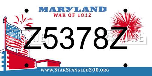 Z5378Z Maryland License Plate