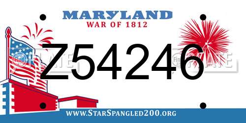 Z54246 Maryland License Plate