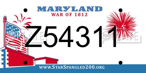 Z54311 Maryland License Plate