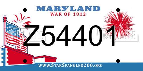 Z54401 Maryland License Plate