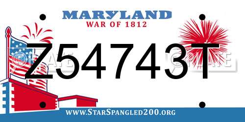 Z54743T Maryland License Plate