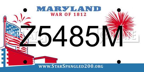 Z5485M Maryland License Plate