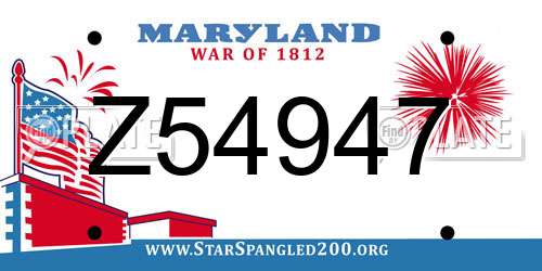 Z54947 Maryland License Plate