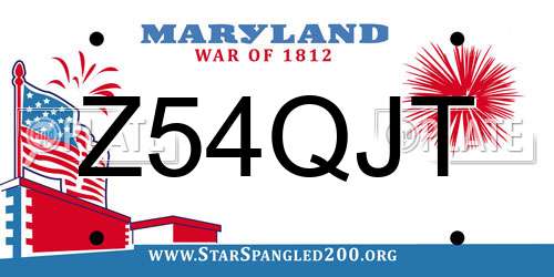 Z54QJT Maryland License Plate