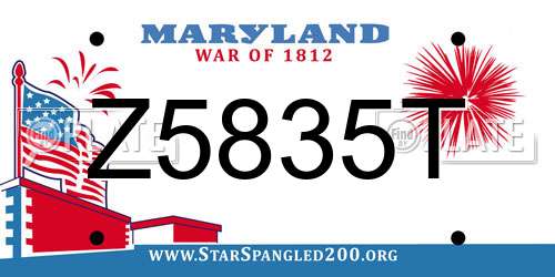 Z5835T Maryland License Plate