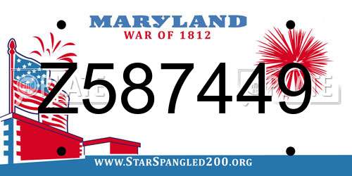 Z587449 Maryland License Plate