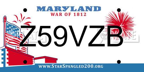 Z59VZB Maryland License Plate
