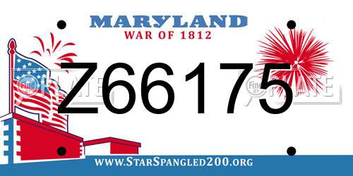 Z66175 Maryland License Plate