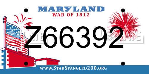 Z66392 Maryland License Plate