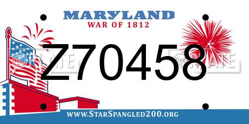 Z70458 Maryland License Plate