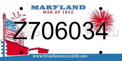 Z706034 Maryland License Plate
