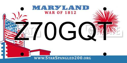 Z70GQT Maryland License Plate