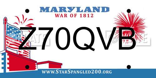 Z70QVB Maryland License Plate