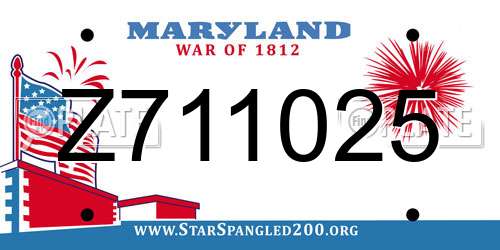 Z711025 Maryland License Plate