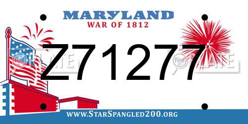 Z71277 Maryland License Plate