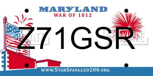 Z71GSR Maryland License Plate