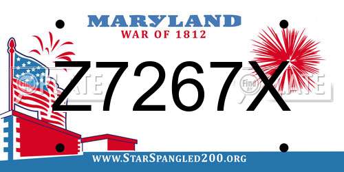 Z7267X Maryland License Plate