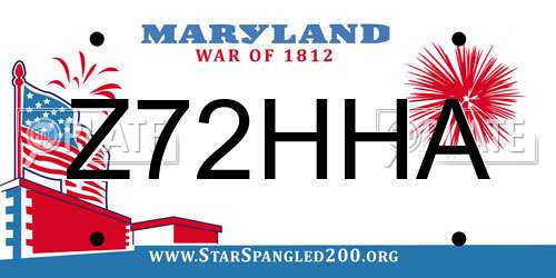Z72HHA Maryland License Plate