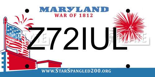 Z72IUL Maryland License Plate