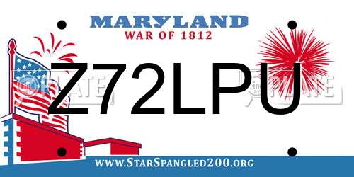 Z72LPU Maryland License Plate