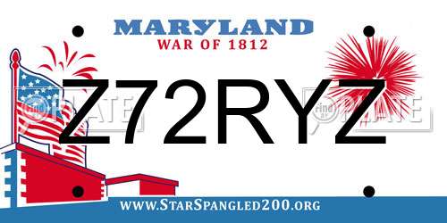 Z72RYZ Maryland License Plate