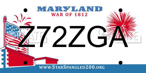 Z72ZGA Maryland License Plate