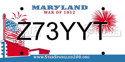 Z73YYT Maryland License Plate