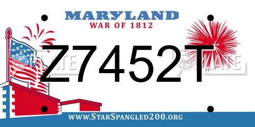 Z7452T Maryland License Plate