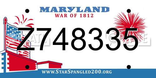 Z748335 Maryland License Plate
