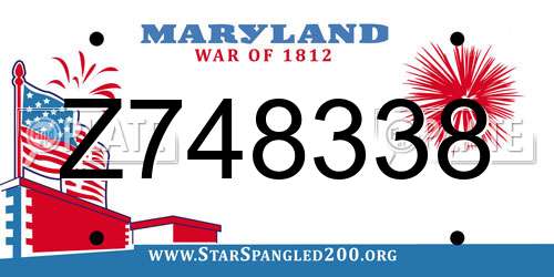 Z748338 Maryland License Plate