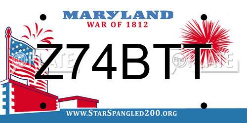 Z74BTT Maryland License Plate
