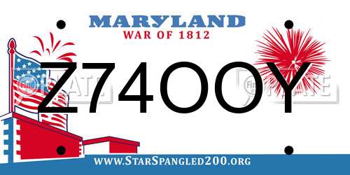Z74OOY Maryland License Plate