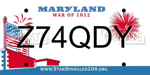 Z74QDY Maryland License Plate