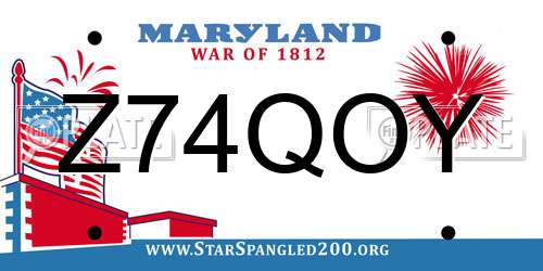 Z74QOY Maryland License Plate