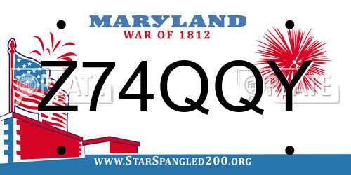Z74QQY Maryland License Plate