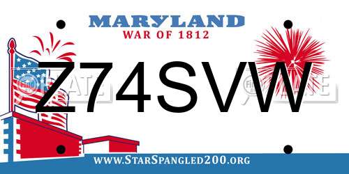 Z74SVW Maryland License Plate