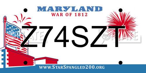 Z74SZT Maryland License Plate