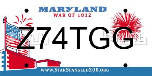 Z74TGG Maryland License Plate